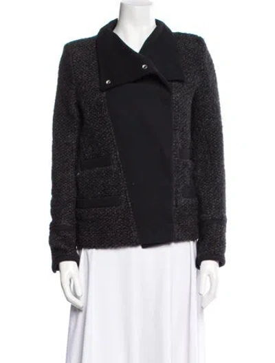 Pre-owned Iro Tweed Pattern Jacket In Black