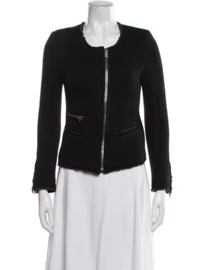 Pre-owned Iro Tweed Pattern Jacket In Black