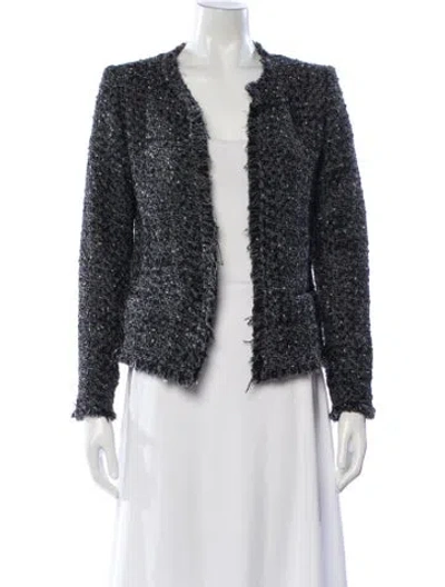 Pre-owned Iro Tweed Pattern Jacket In Black