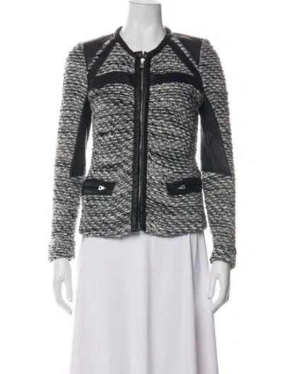 Pre-owned Iro Tweed Pattern Jacket In Black