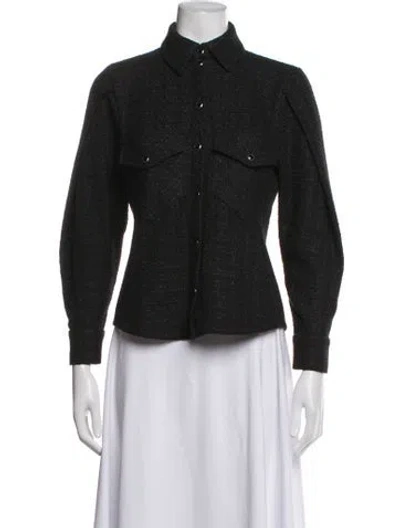 Pre-owned Iro Tweed Pattern Jacket In Black