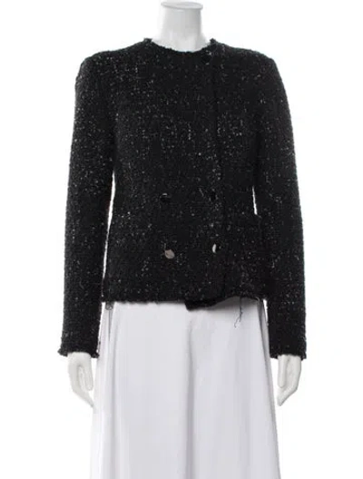Pre-owned Iro Tweed Pattern Jacket In Black
