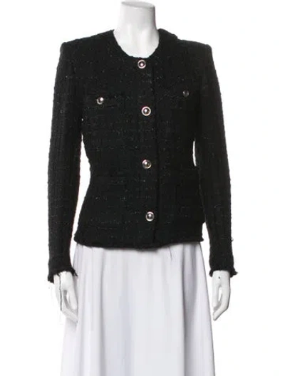 Pre-owned Iro Tweed Pattern Jacket In Black