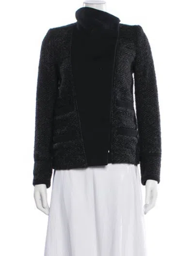 Pre-owned Iro Tweed Pattern Jacket In Black
