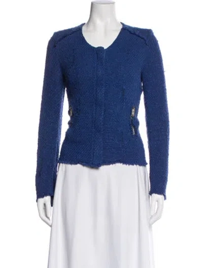 Pre-owned Iro Tweed Pattern Jacket In Blue