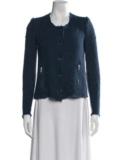 Pre-owned Iro Tweed Pattern Jacket In Blue