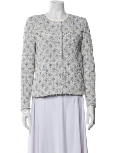 Pre-owned Iro Tweed Pattern Jacket In Blue/white