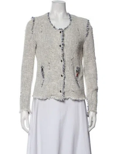 Pre-owned Iro Tweed Pattern Jacket In Blue/white