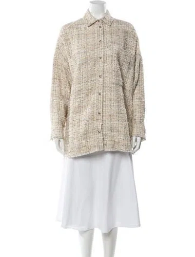 Pre-owned Iro Tweed Pattern Jacket In Brown