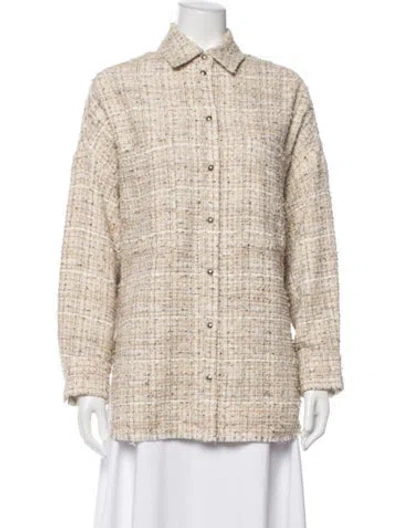 Pre-owned Iro Tweed Pattern Jacket In Brown/neutrals
