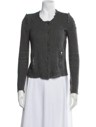 Pre-owned Iro Tweed Pattern Jacket In Gray
