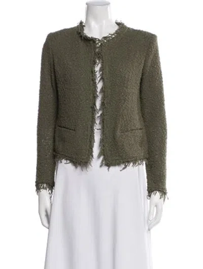 Pre-owned Iro Tweed Pattern Jacket In Green