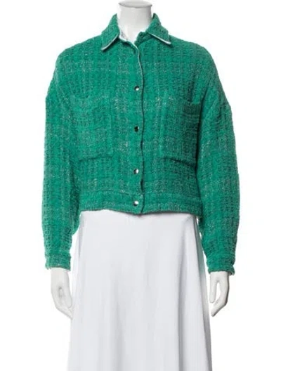 Pre-owned Iro Tweed Pattern Jacket In Green