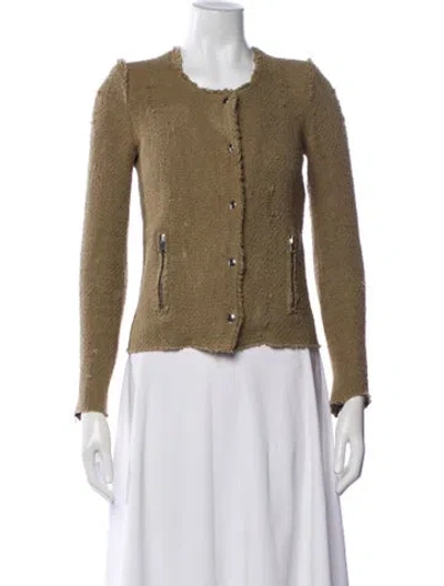 Pre-owned Iro Tweed Pattern Jacket In Green