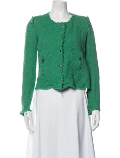 Pre-owned Iro Tweed Pattern Jacket In Green