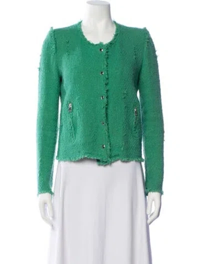 Pre-owned Iro Tweed Pattern Jacket In Green