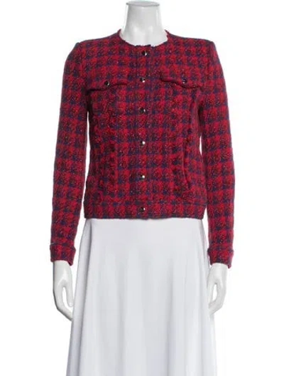 Pre-owned Iro Tweed Pattern Jacket In Metallic/red