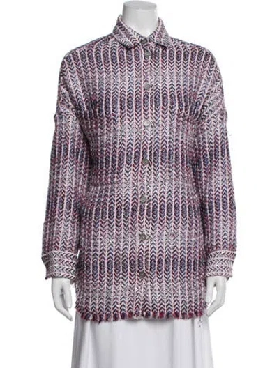 Pre-owned Iro Tweed Pattern Jacket In Metallic/red