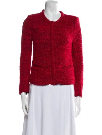 Pre-owned Iro Tweed Pattern Jacket In Red