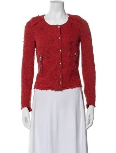 Pre-owned Iro Tweed Pattern Jacket In Red
