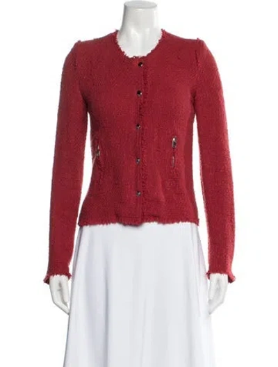 Pre-owned Iro Tweed Pattern Jacket In Red