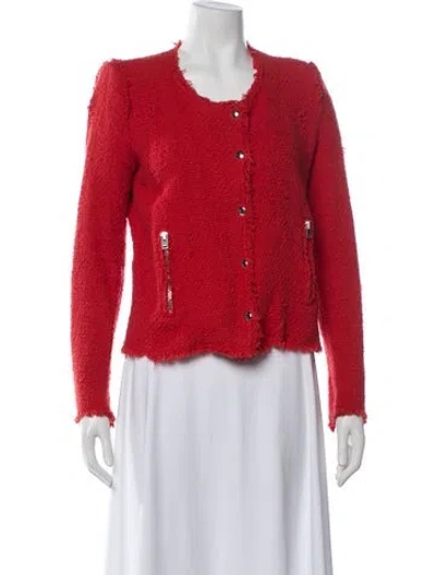 Pre-owned Iro Tweed Pattern Jacket In Red