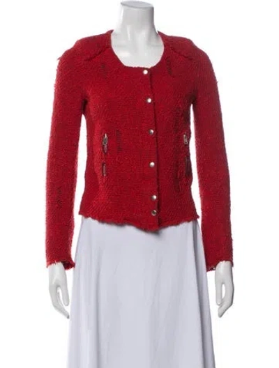Pre-owned Iro Tweed Pattern Jacket In Red