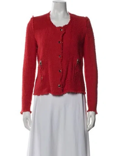 Pre-owned Iro Tweed Pattern Jacket In Red