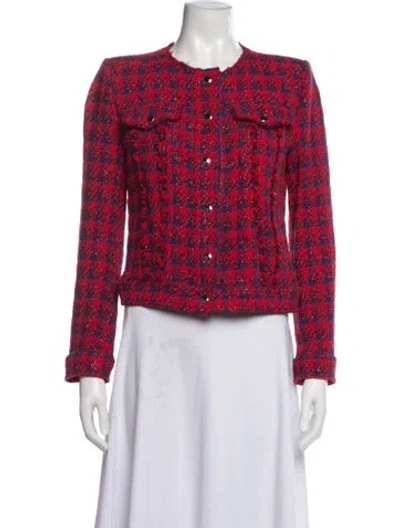 Pre-owned Iro Tweed Pattern Jacket In Red