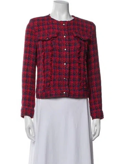 Pre-owned Iro Tweed Pattern Jacket In Red
