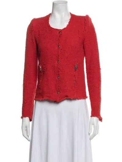 Pre-owned Iro Tweed Pattern Jacket In Red