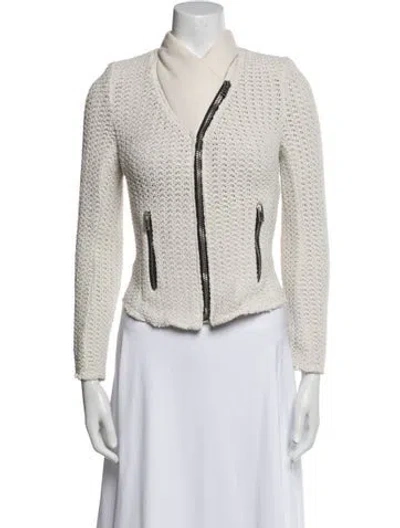 Pre-owned Iro Tweed Pattern Jacket In White