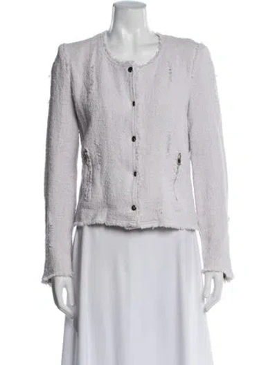 Pre-owned Iro Tweed Pattern Jacket In White