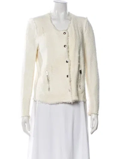 Pre-owned Iro Tweed Pattern Jacket In White