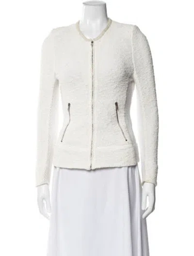 Pre-owned Iro Tweed Pattern Jacket In White