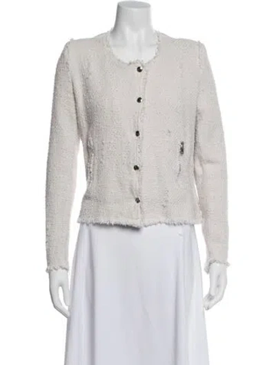 Pre-owned Iro Tweed Pattern Jacket In White