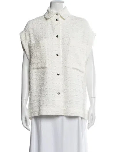 Pre-owned Iro Tweed Pattern Jacket In White