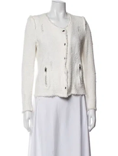 Pre-owned Iro Tweed Pattern Jacket In White