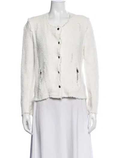 Pre-owned Iro Tweed Pattern Jacket In White