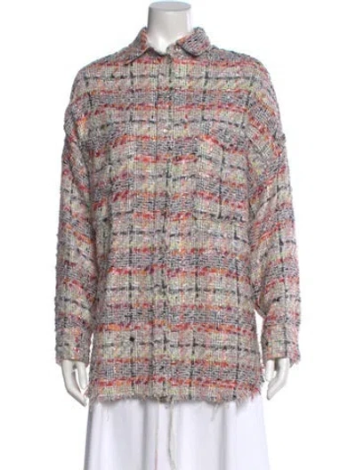 Pre-owned Iro Tweed Pattern Long Sleeve Blouse In Pink