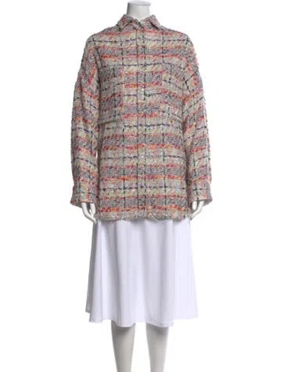 Pre-owned Iro Tweed Pattern Long Sleeve Top W/ Tags In Pink
