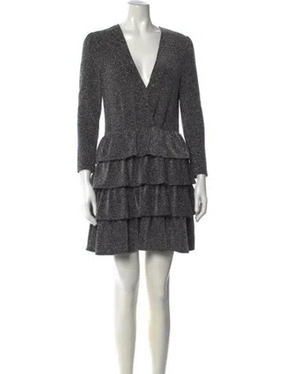 Pre-owned Iro Tweed Pattern Mini Dress In Black/metallic/silver
