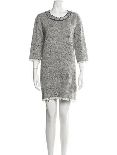 Pre-owned Iro Tweed Pattern Mini Dress In Grey