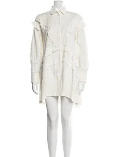 Pre-owned Iro Tweed Pattern Mini Dress In White