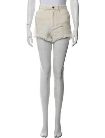 Pre-owned Iro Tweed Pattern Mini Shorts In White