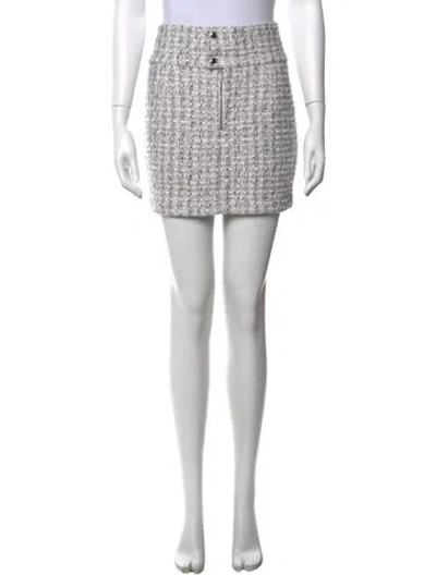Pre-owned Iro Tweed Pattern Mini Skirt In White