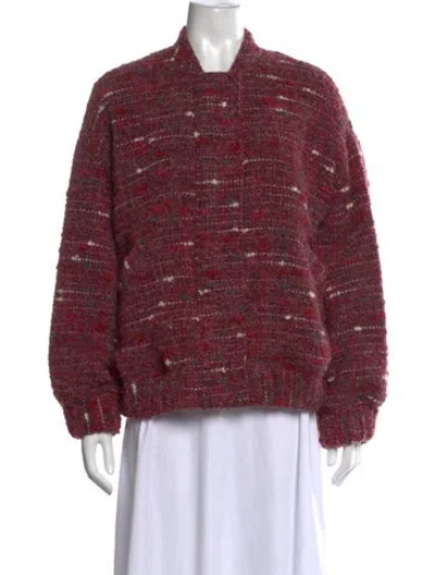Pre-owned Iro Tweed Pattern Mock Neck Sweater In Red