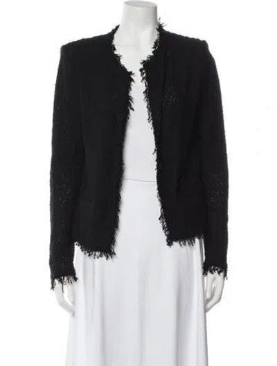 Pre-owned Iro Tweed Pattern Open Front Sweater In Black
