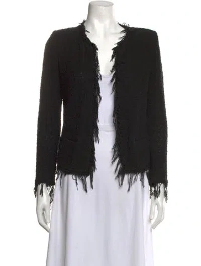 Pre-owned Iro Tweed Pattern Open Front Sweater In Black