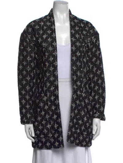Pre-owned Iro Tweed Pattern Open Front Sweater In Black